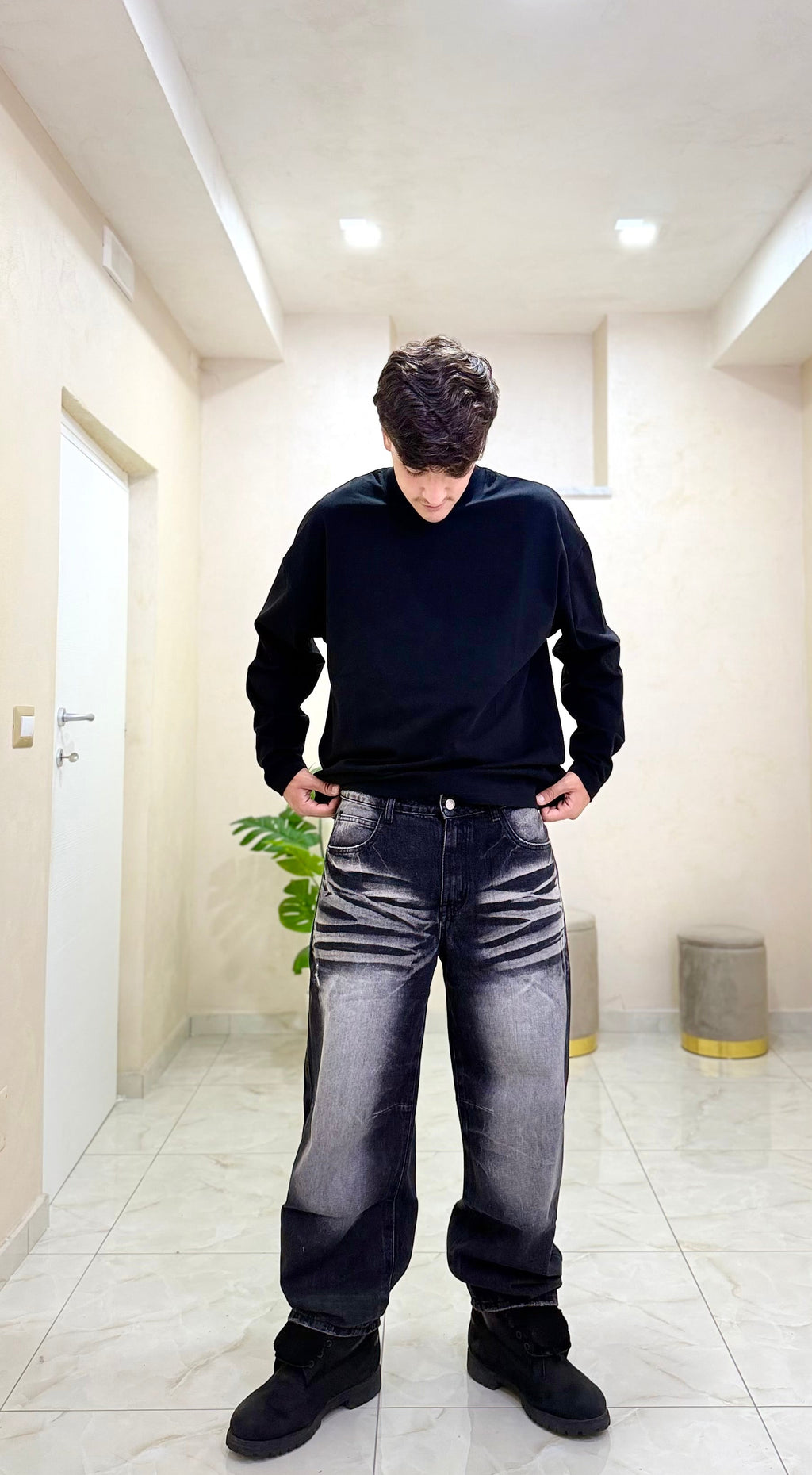Jeans baggy black 8827