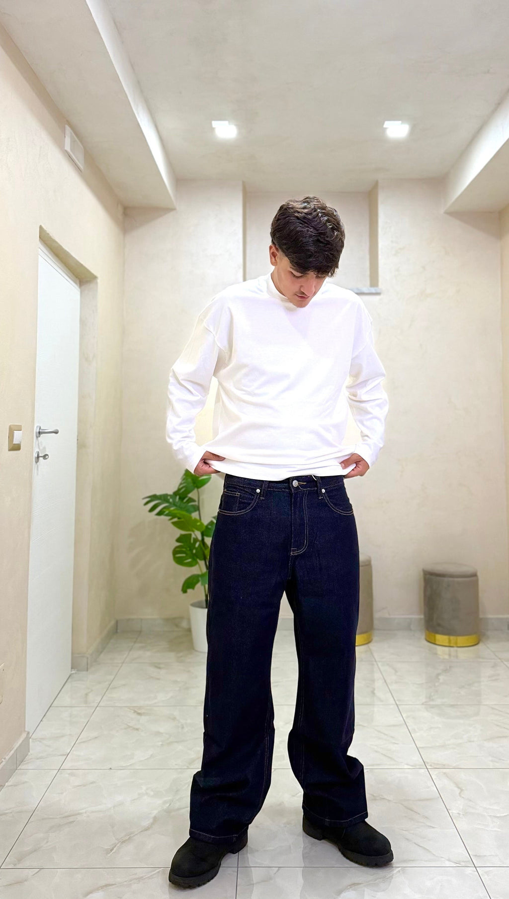 Jeans baggy denim scuro 8007