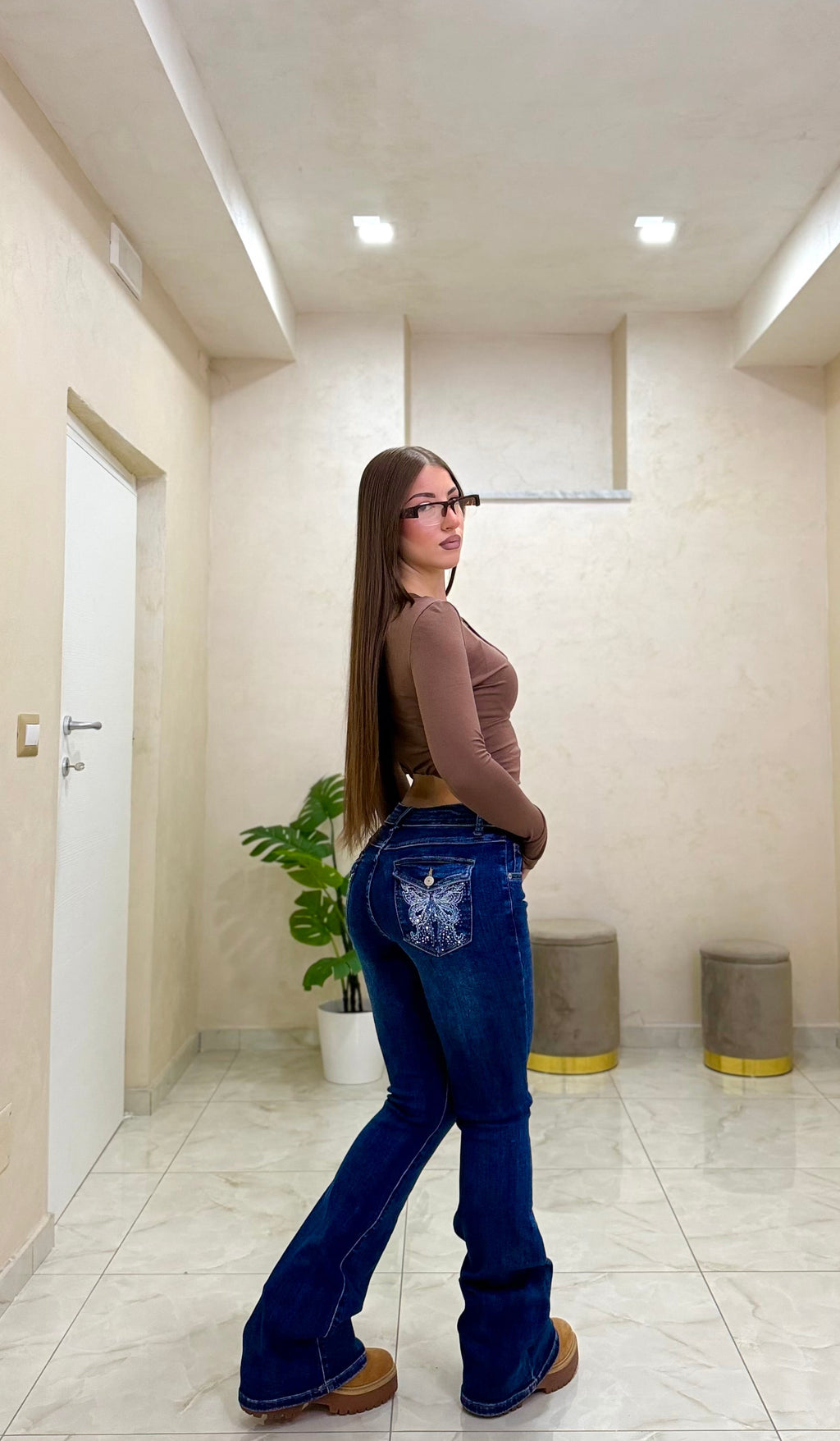 Jeans zampa butterfly