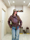 Chiodo eco pelle brown