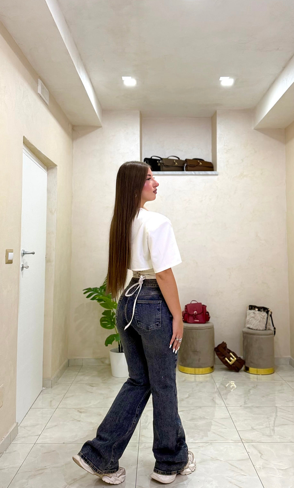 Jeans sabb a zampa brillantinè