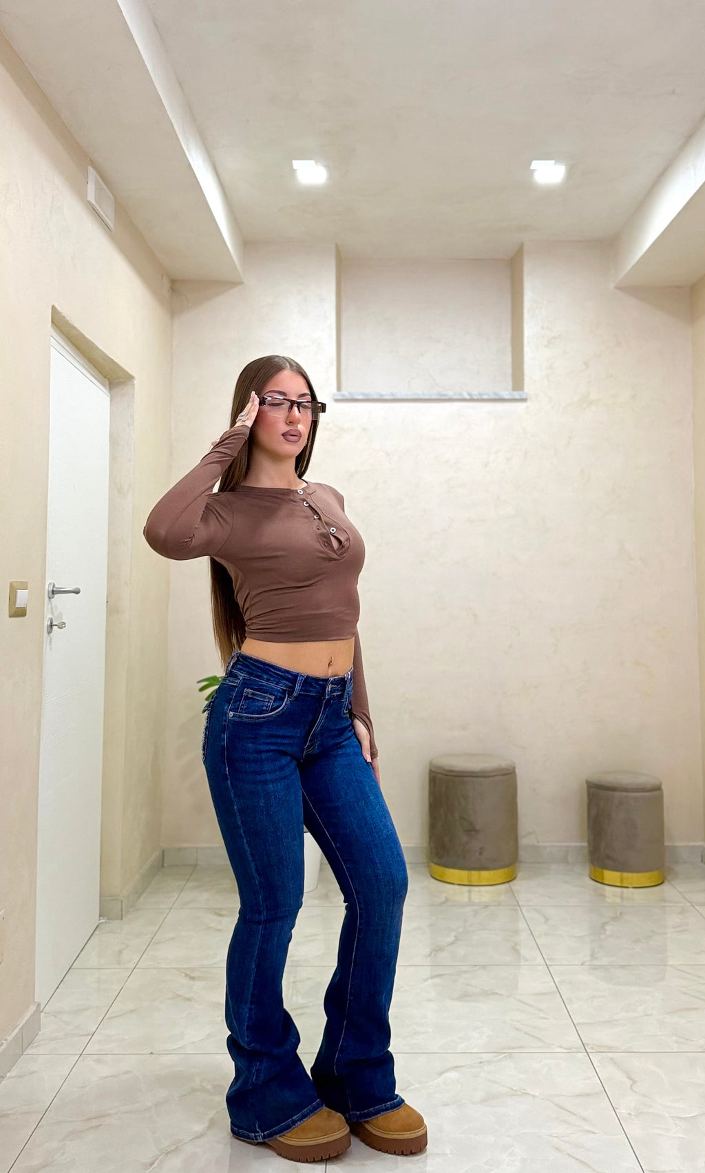 Jeans zampa butterfly