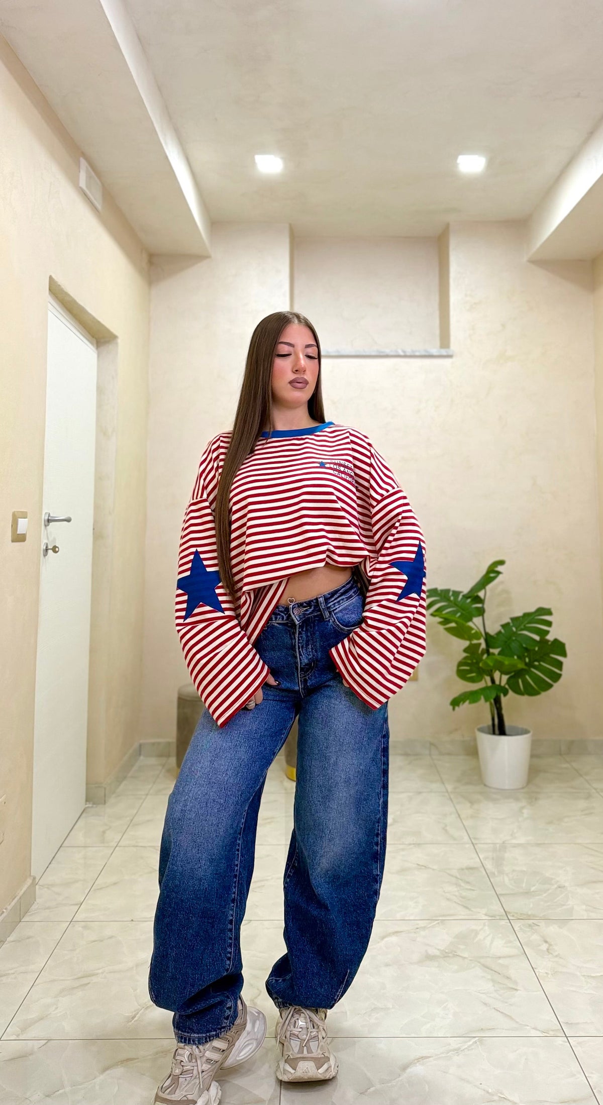 T-shirt a righe stellina