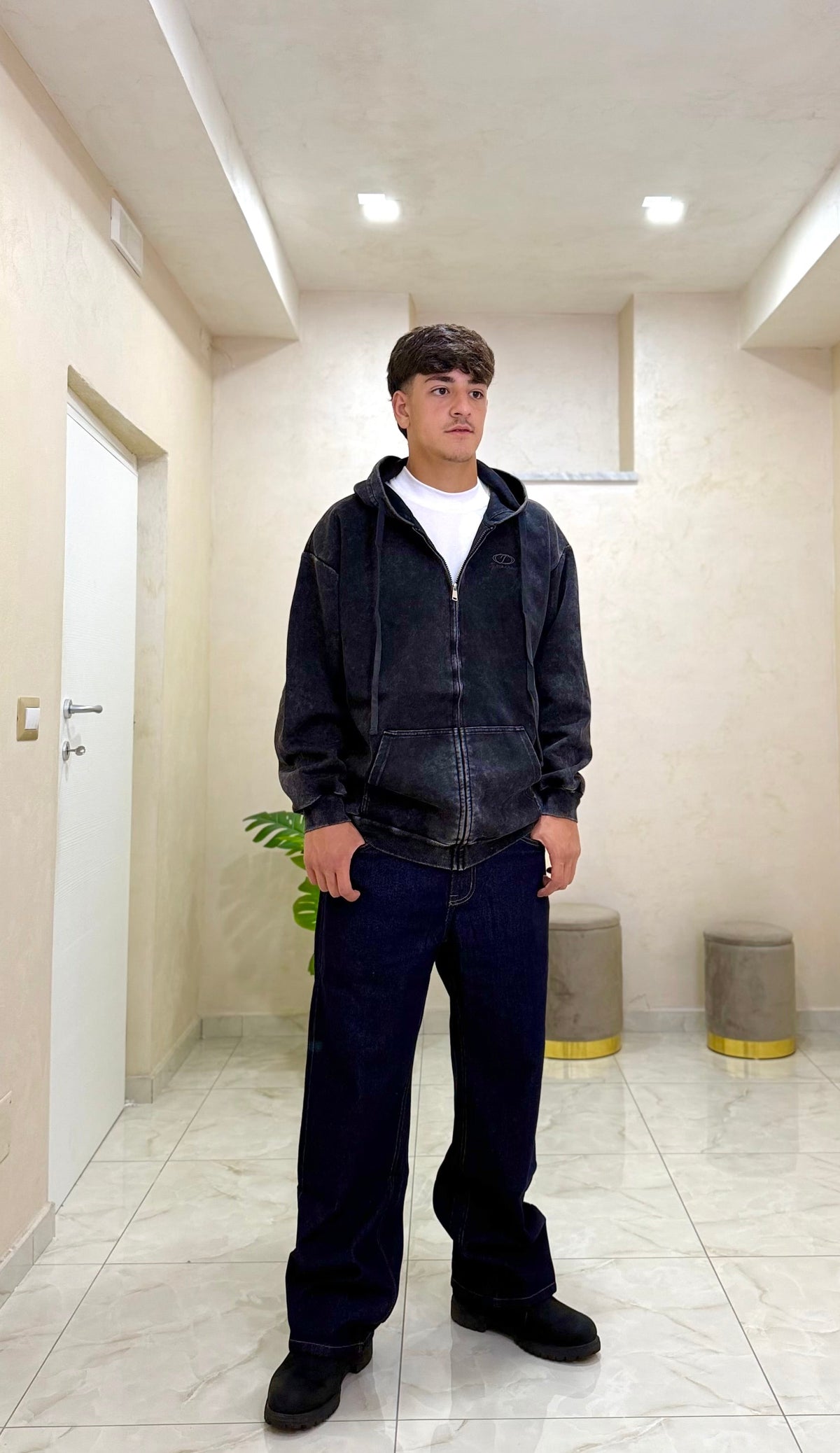 Jeans baggy denim scuro 8007