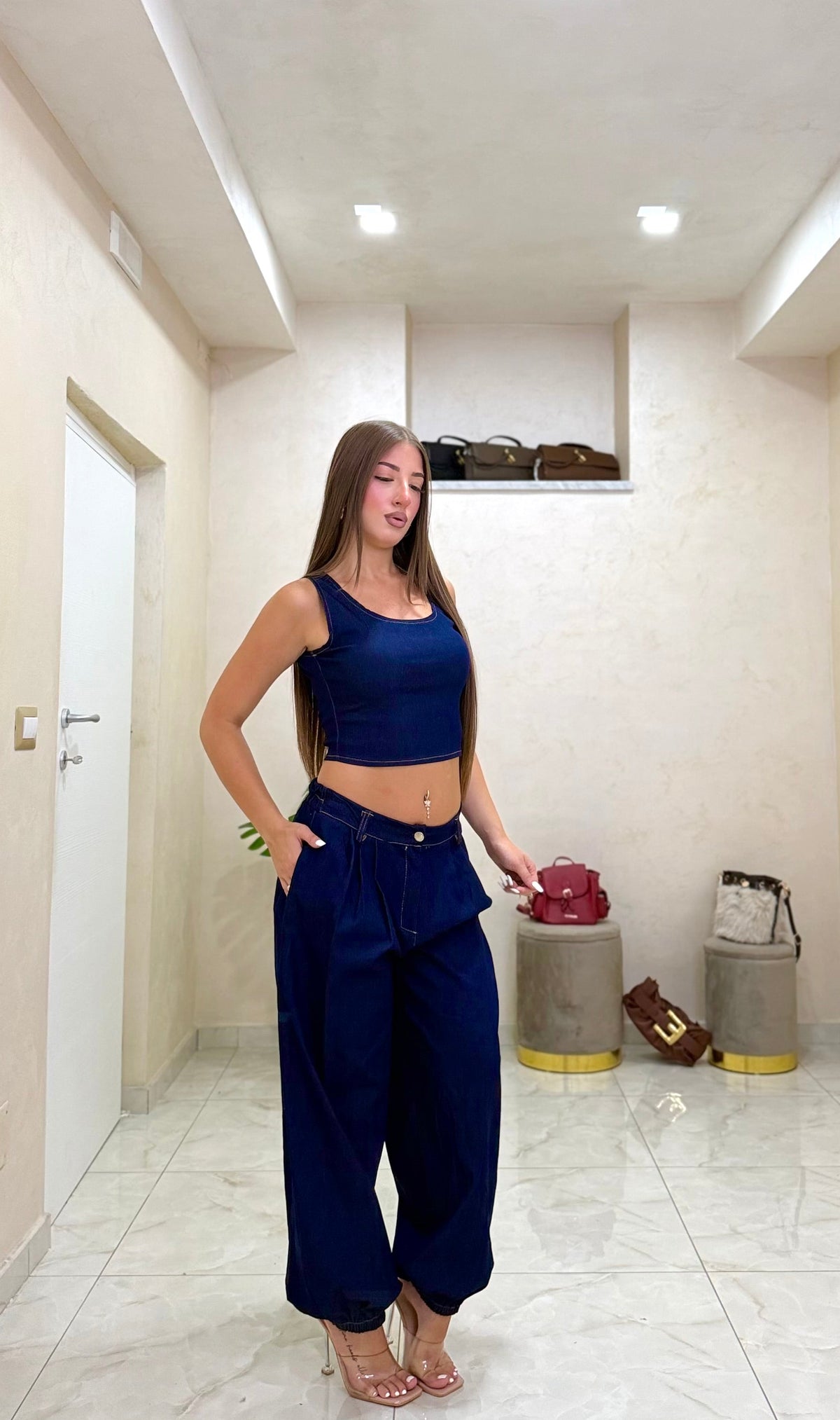 Coordinato denim scuro 3 pezzi