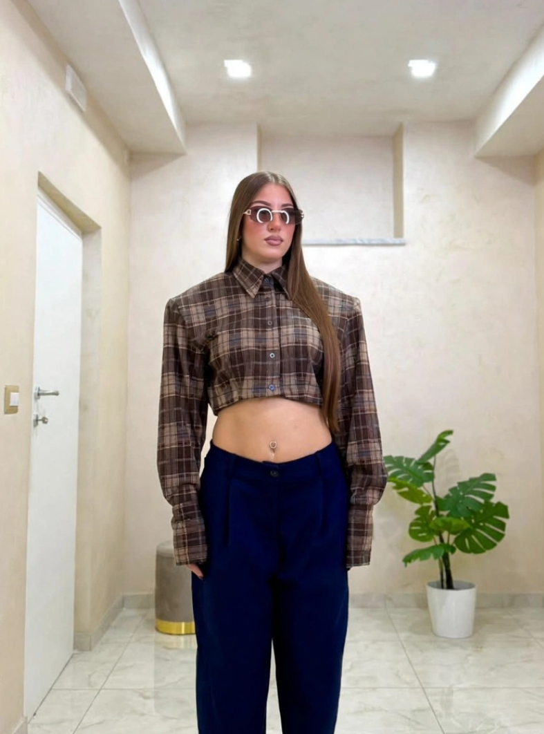 Camicia Crop “spalline”